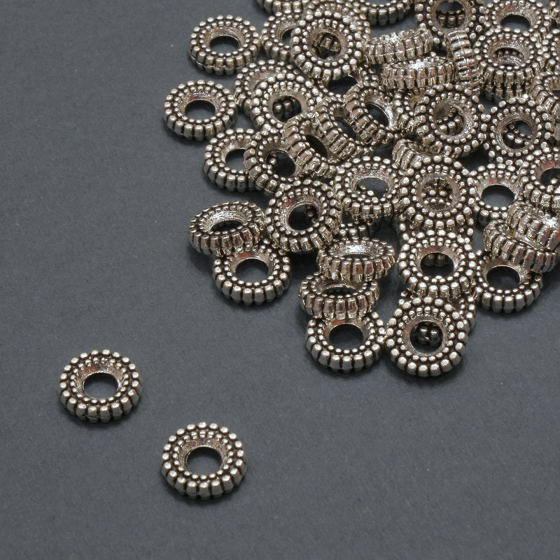 Koralik-wkładka do biżuterii, wewnętrzny, średnica 2,9 mm + -, średnica 7,5×2 mm + -, opakowanie 20 g, 62 szt. (+ -)