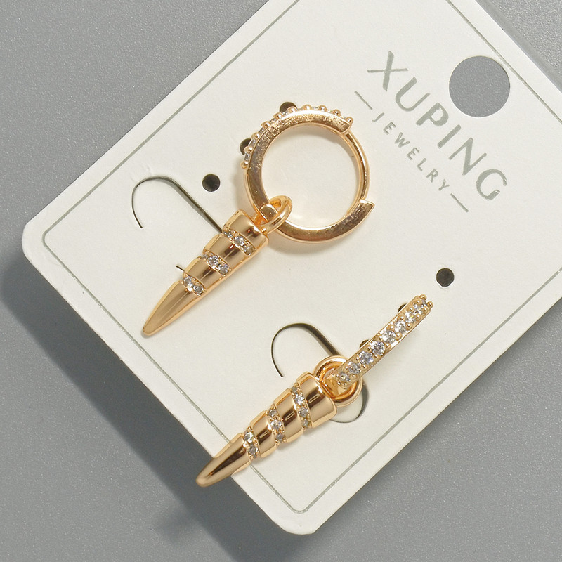 Kolczyki Xuping z białymi kryształami, średnica 5×19 mm, długość 27 mm, pozłacane 18K