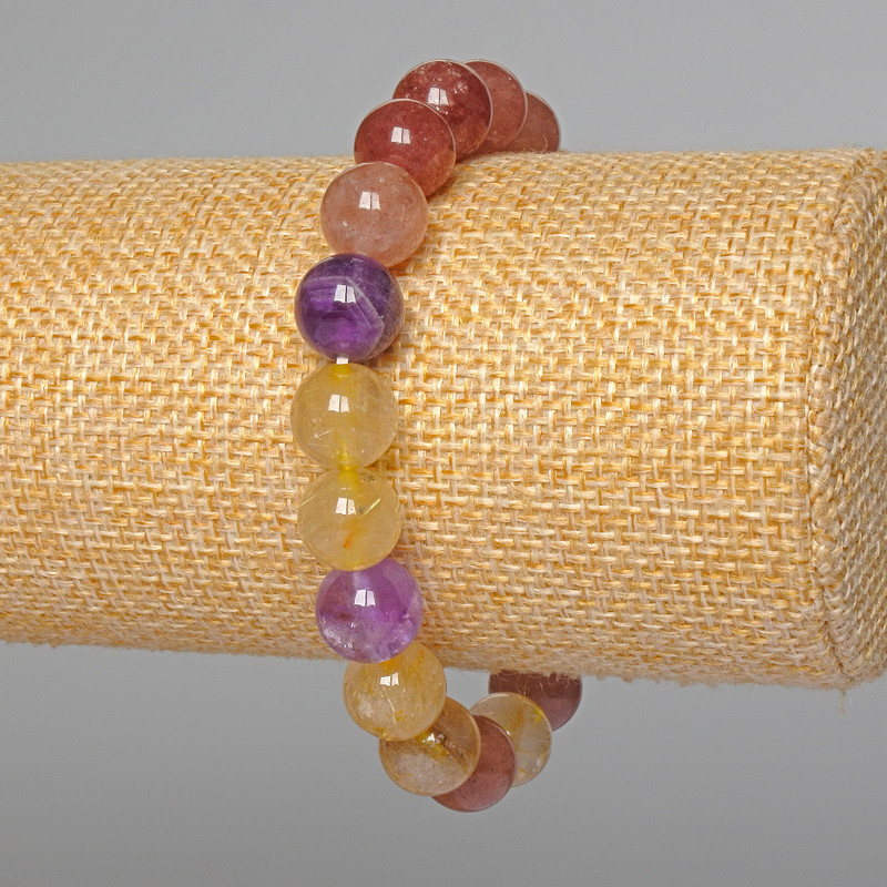 Bransoletka Asorti z naturalnego kamienia, gładka kuleczka, średnica 10 mm ±, długość 18 cm ± (rozciągliwa)