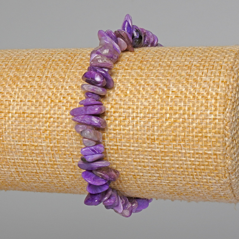Bransoletka z charoitu – naturalny kamień, drobne kawałki, średnica 8×2 mm, długość 18 cm, elastyczna