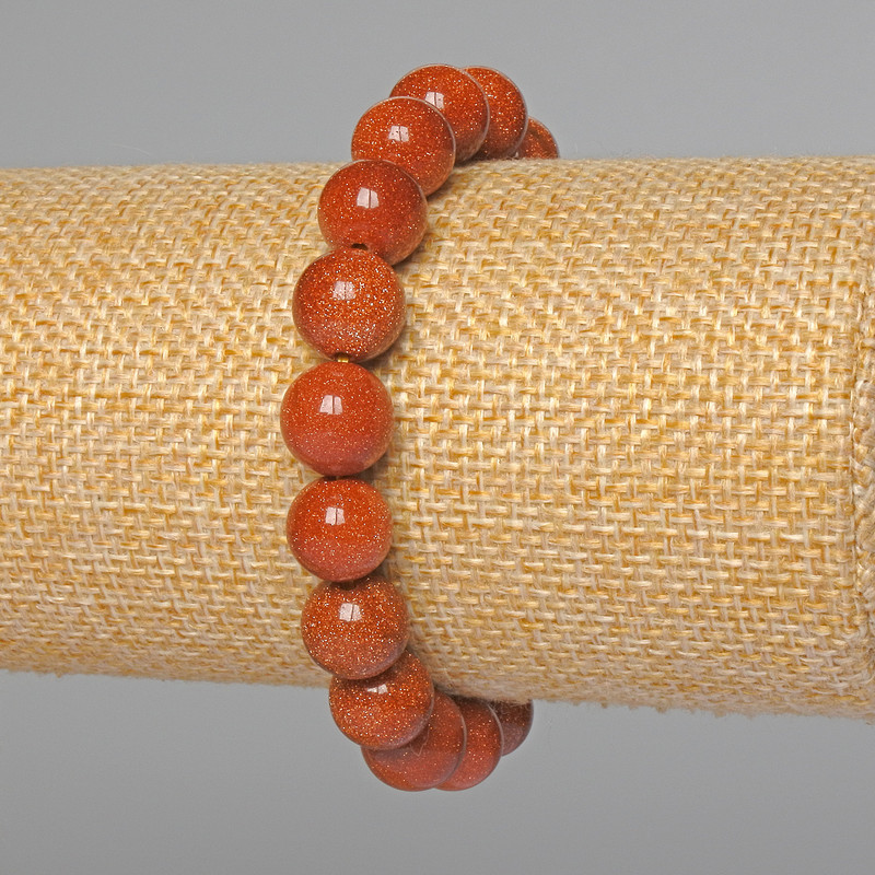 Bransoletka z awenturynu Złoty Piasek (syntetyczny) gładka kulka, średnica 10 mm, długość 18 cm (rozciągliwa)