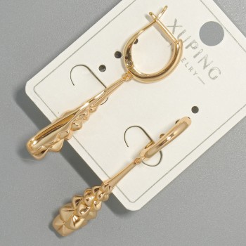Kolczyki Xuping, średnica 7×29 mm, długość ok. 44 mm, pozłacane 18K