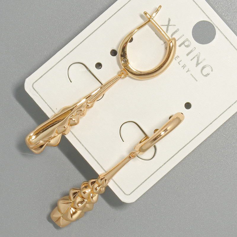 Kolczyki Xuping, średnica 7×29 mm, długość ok. 44 mm, pozłacane 18K