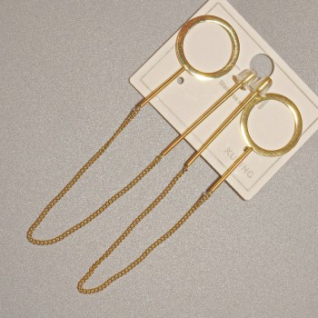 Kolczyki Xuping, średnica 15 mm, długość około 10,5 cm, pozłacane 18K
