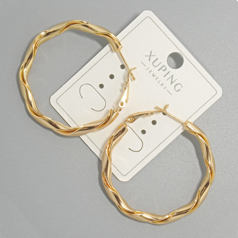 Kolczyki-kółka Xuping, grubość 3,5 mm, średnica 39×41 mm, pozłacane 18K