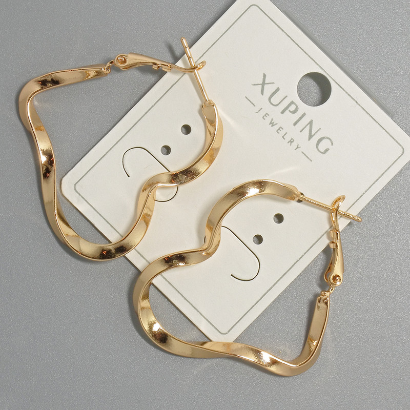 Kolczyki koła Xuping, grubość 3 mm, średnica około 34×51 mm, pozłacane 18K