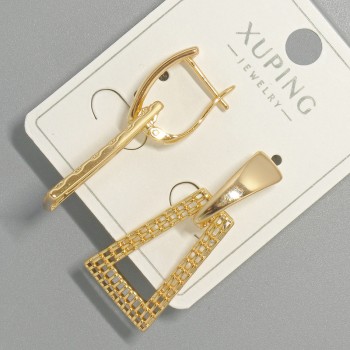 Kolczyki Xuping, średnica 15×23 mm, długość 34 mm, pozłacane 18K