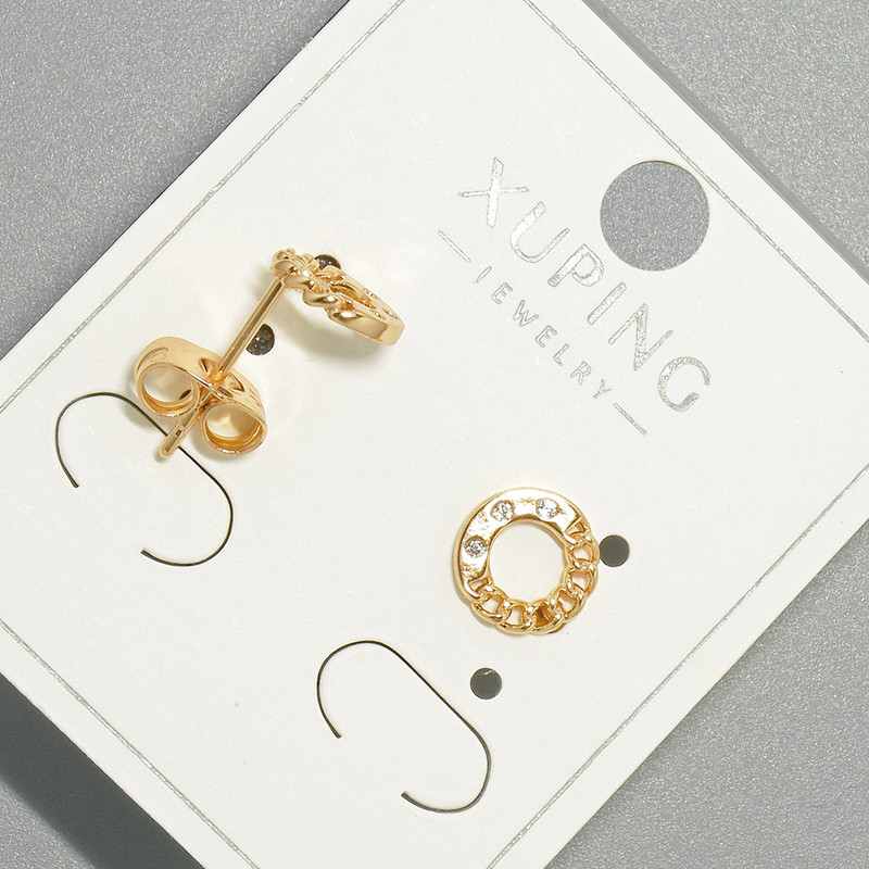 Kolczyki wkrętki Xuping z białymi kryształami, średnica 8 mm, pozłacane 18K