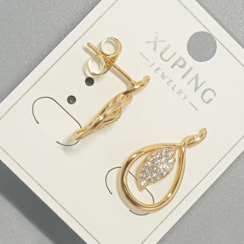 Kolczyki sztyfty Xuping z białymi cyrkoniami, średnica 12x21 mm ± pozłacane 18K