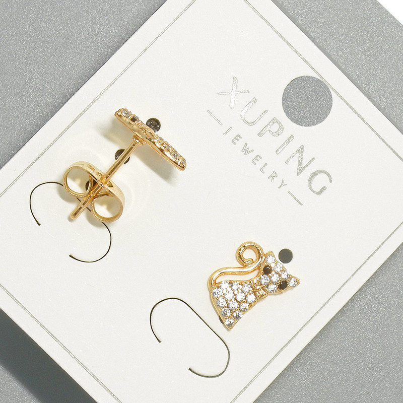 Kolczyki sztyfty «Kotek» Xuping z pozłotą 18K, średnica 7×10,5 mm, +/-