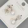 Kolczyki sztyfty Xuping z białymi cyrkoniami i koralikiem, średnica 8 mm, długość około 20 mm, pokryte rodową powłoką