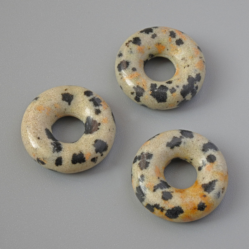 Koralik Pandora z jaspisu dalmatyńskiego, średnica 15×4,5 mm, średnica otworu 5,1 mm+