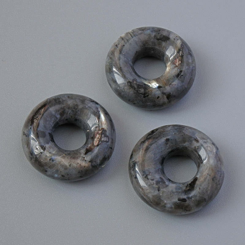 Koralik Pandora z labradorytem, naturalny kamień, średnica 15×5 mm, średnica otworu 5,2 mm