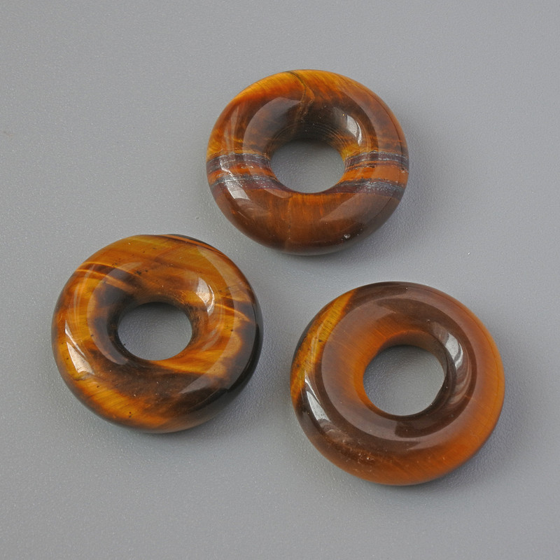 Koralik donatowy z tygrysiego oka - naturalny kamień, średnica 15×4 mm, średnica otworu 5,2 mm+