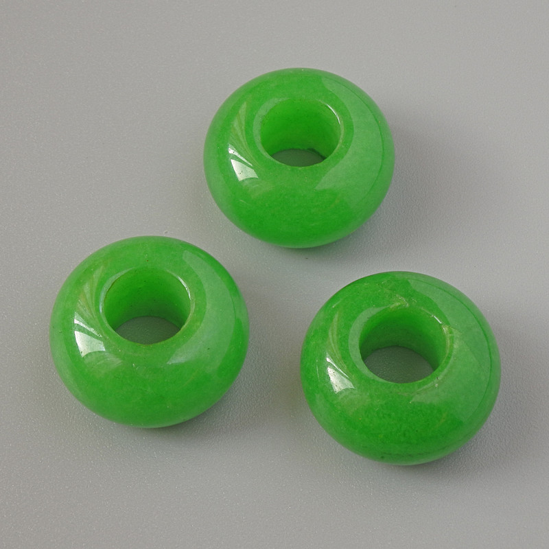 Koralik Pandora z chryzoprazem naturalnym, średnica 14×7 mm, średnica otworu 5,7 mm