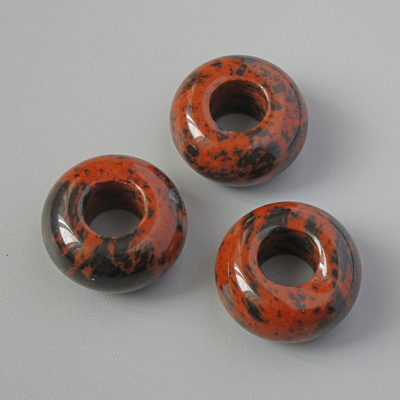 Koralik Pandora z obsydianem, naturalny kamień, średnica 14x7 mm, średnica otworu 5,7 mm+