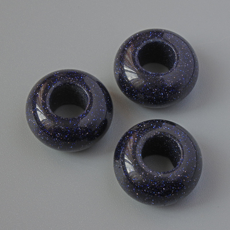 Koralik Pandora „Awenturyn Niebieski Piasek Noc Kairu” (syntetyczny), średnica 14×7 mm, średnica otworu 5,5 mm+