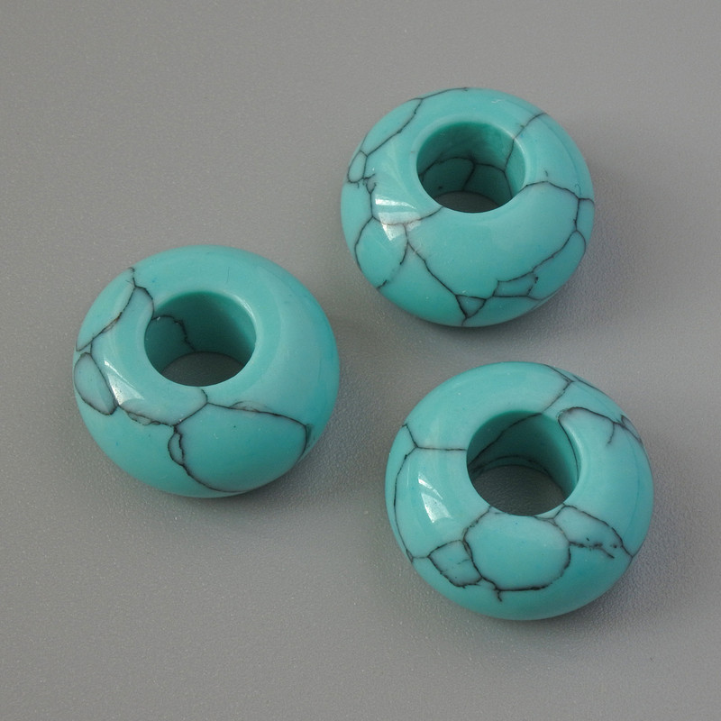 Koralik Pandora Turkusowy, średnica 14×7 mm, otwór 5,5 mm+