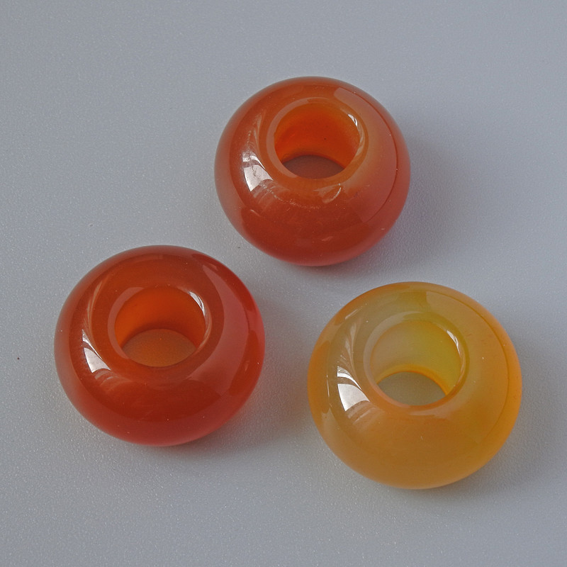 Koralik Pandora z karneolem, naturalny kamień, średnica 14×8 mm, średnica otworu 5,7 mm+