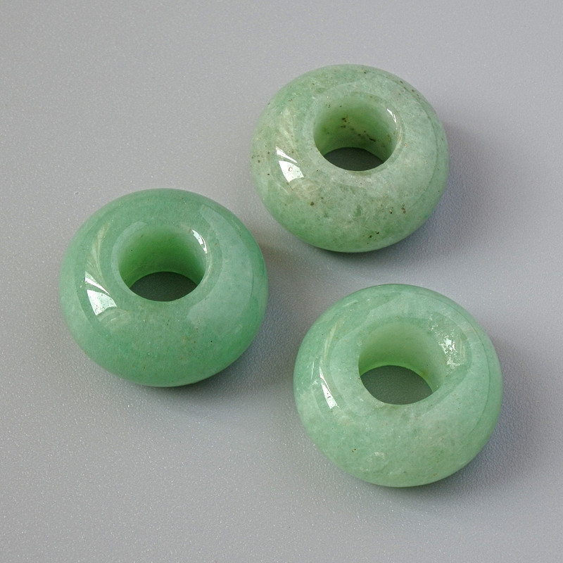 Koralik Pandora z nefrytu, naturalny kamień, średnica 14×7,5 mm, otwór 5,5 mm+