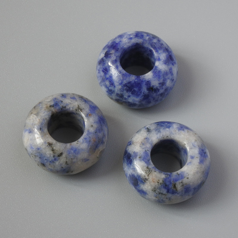 Koralik Pandora z sodalitu, naturalny kamień, średnica 14×7 mm, średnica otworu 5,8 mm+