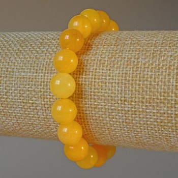 Bransoletka z cytryną, gładkie kulki, średnica 10,5 mm, długość 18 cm, elastyczna