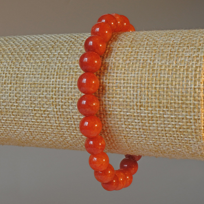 Bransoletka z czerwonego jaspisu (prasowana) gładka kuleczka, średnica 8,5 mm, długość 18 cm +- (elastyczna)