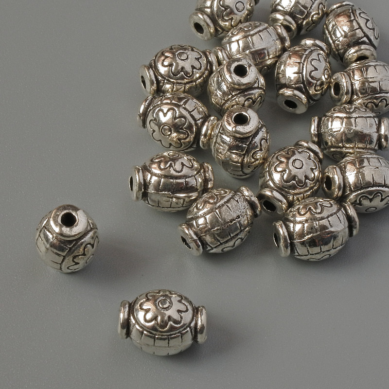 Okucia do biżuterii — wkładki koralikowe, średnica 6,5×8 mm, opakowanie 18 szt., 20 g