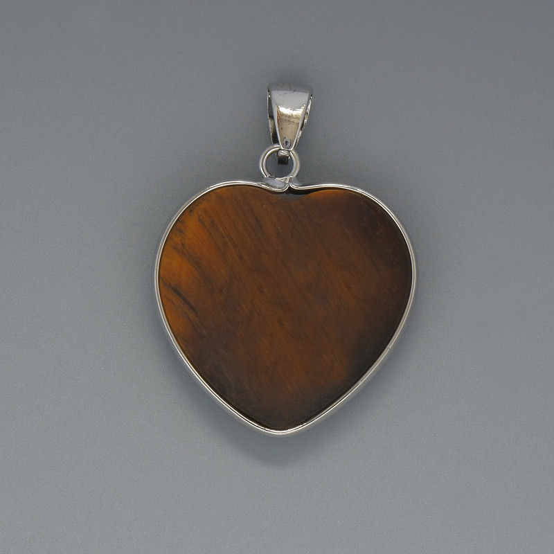 Wisiorek Serce Tygrzego Oka, średnica 26×26 mm ±, długość 36 mm ±, w srebrnej oprawie
