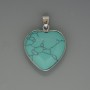 Wisiorek Serce Turkus (sztuczny), średnica 26x26 mm ±, długość 36 mm ± w srebrzystej oprawie
