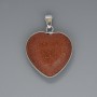 Wisiorek Serce z awenturynu Złoty Piasek, średnica 26x26 mm +/-, długość 36 mm +/- w srebrnej oprawie