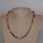 Naszyjnik z rodonitu, naturalny kamień, gładka kulka, średnica 8,5 mm, długość 49 cm