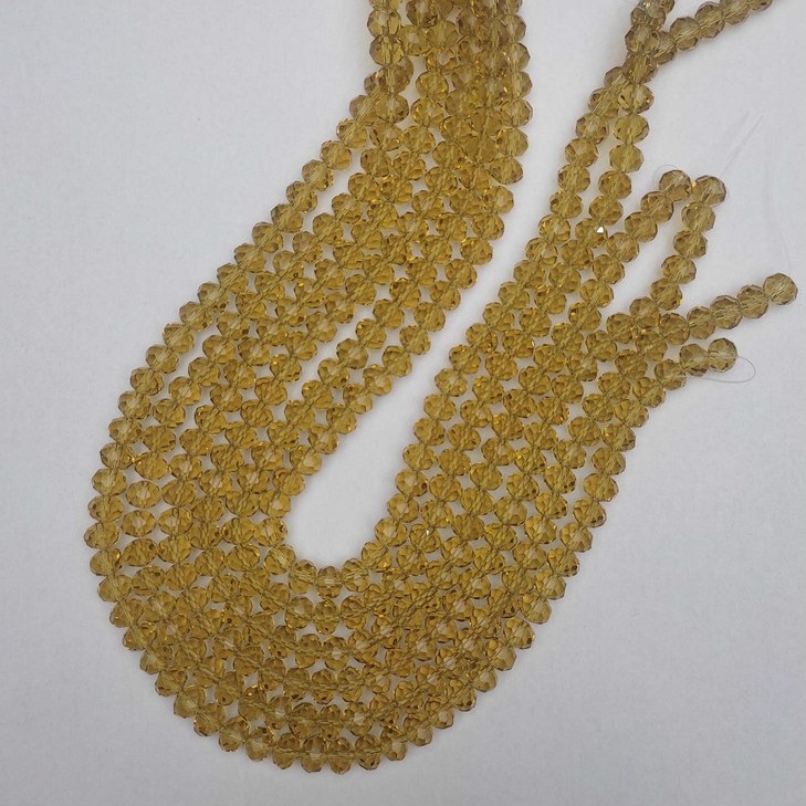 Koraliki czeskiego kryształu, przezroczysty szampański, fasetowane rondelki, 8×6 mm, długość 40 mm, na żyłce