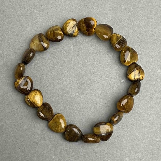 Bransoletka „Serce” z naturalnego tygrzego oka, średnica 10×10×5 mm ±, długość 18 cm ± (rozciągliwa)