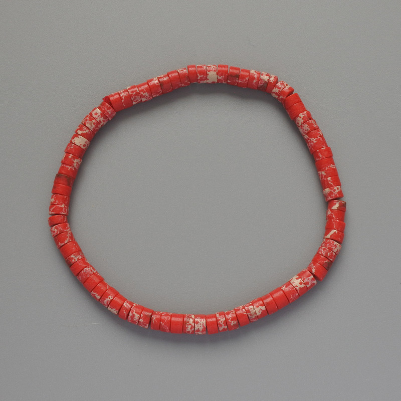 Bransoletka z czerwonego variscytu – dyskowe koraliki, średnica 4,5×2,5 mm, długość 18 cm (elastyczna)