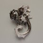 Broszka-wisiorek Smok, czarna i szara emalia, metal srebrzysty 42×58 mm