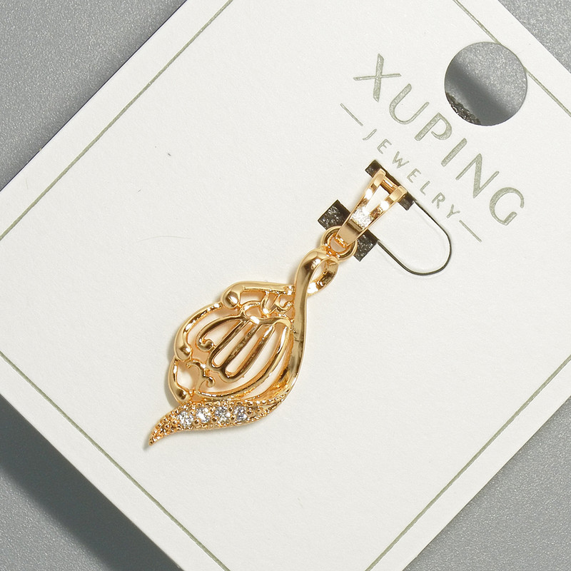 Wisiorek «Sura» Xuping z białymi kryształami, średnica 10,5×22 mm, długość 30 mm, +- pozłacenie 18K