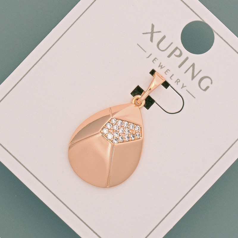 Wisiorek Xuping z białymi cyrkoniami, średnica 15×19 mm, długość 26,5 mm, pozłacanie 18K