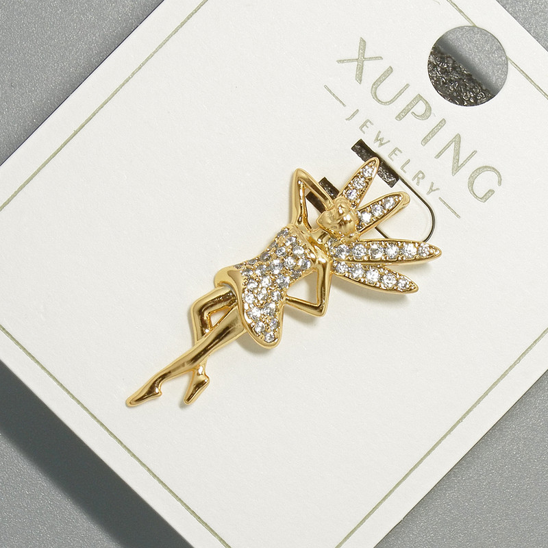 Wisiorek „Wróżka” Xuping z białymi kryształami, średnica 15×29 mm, 5 mm (+/-), długość 29,5 mm (+/-), pozłacany 18K
