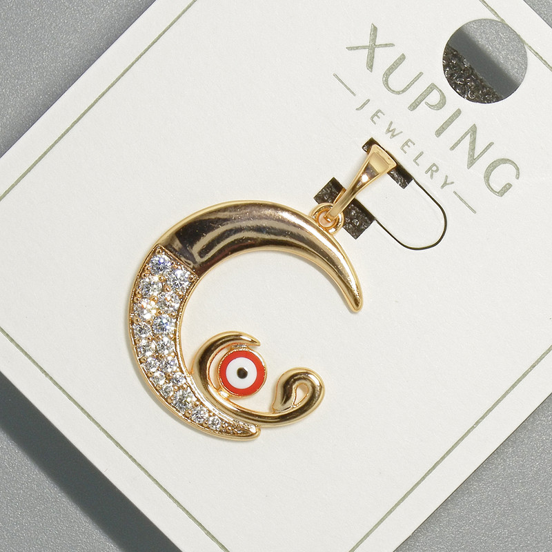 Wisiorek «Oko Księżyca» Xuping z białymi kryształami i czerwoną emalią, średnica 18,5×19,5 mm, długość 26 mm +/- pozłacanie 18K