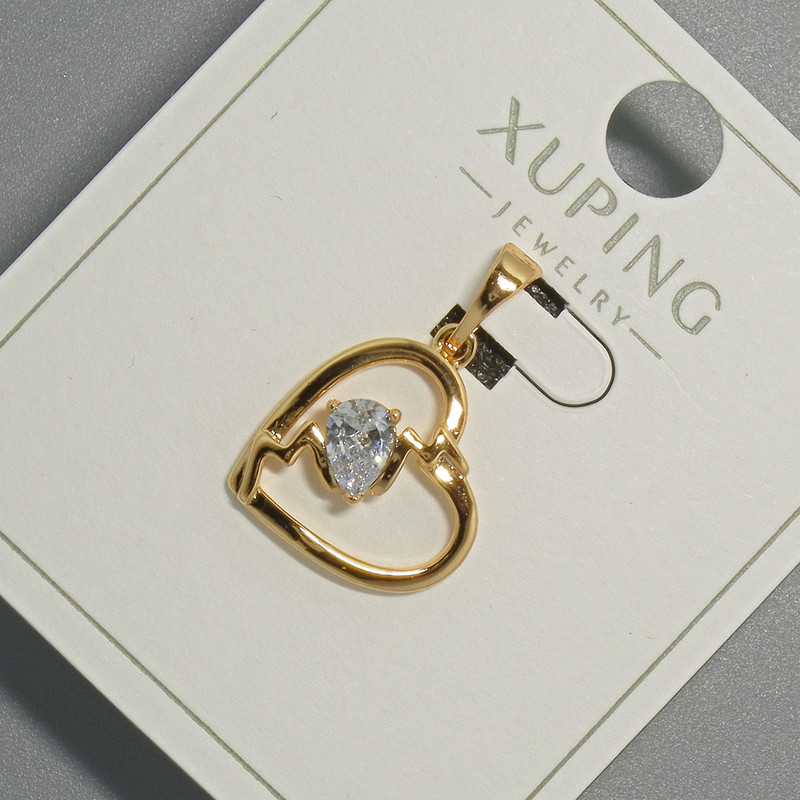 Wisiorek "Serce" Xuping z białym kryształem, średnica 15×14,5 mm, długość 22,5 mm, pozłacanie 18K