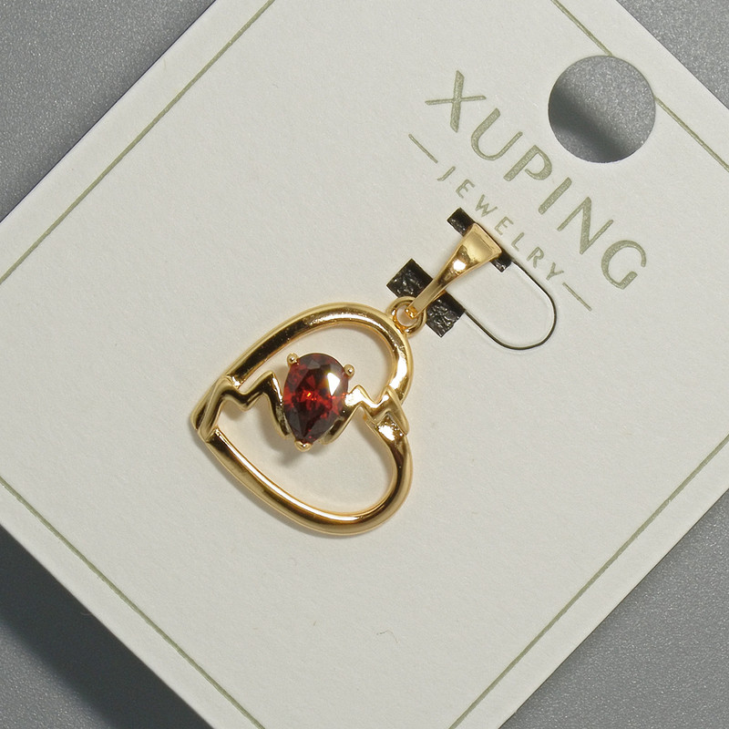 Wisiorek «Serce» Xuping z czerwonym kryształem, średnica 15×14,5 mm, długość 22,5 mm, pozłacanie 18K