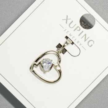 Wisiorek „Serce” Xuping z białym kryształem, średnica 15×14 mm, 5 mm ±, długość 23 mm ±, rodowany