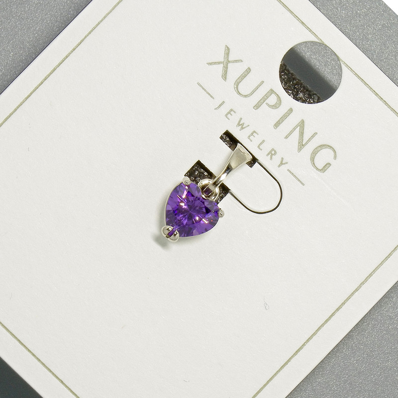 Wisiorek 'Serce' Xuping z fioletowym kryształem, średnica 6 mm, długość 14 mm, rodowany