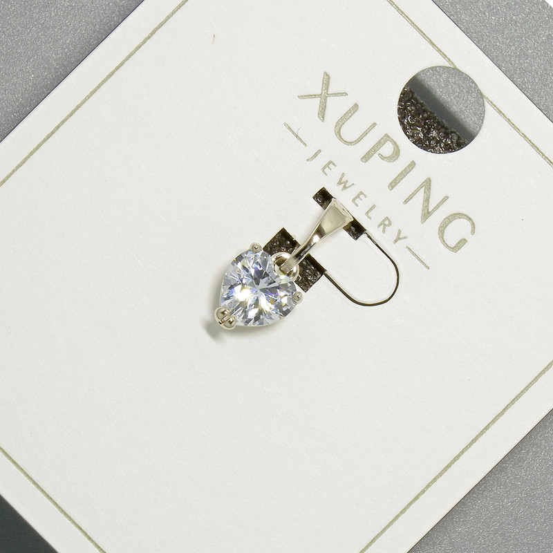 Wisiorek „Serce” Xuping z białym kryształem, średnica 6 mm+, długość 14 mm+, rodowany