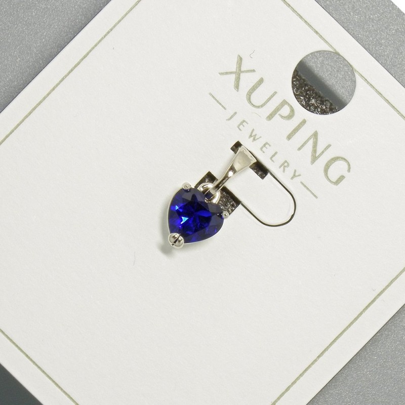 Wisiorek „Serce” Xuping z niebieskim kryształem, średnica 6 mm, długość 14 mm, rodowany
