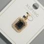 Wisiorek Xuping z czarnym kryształem i białymi cyrkoniami, średnica 13×15 mm, długość 23 mm, pozłacanie 18K
