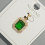 Wisiorek Xuping z zielonym kryształem i białymi cyrkoniami, średnica 13×15 mm, długość 23 mm, pozłacanie 18K