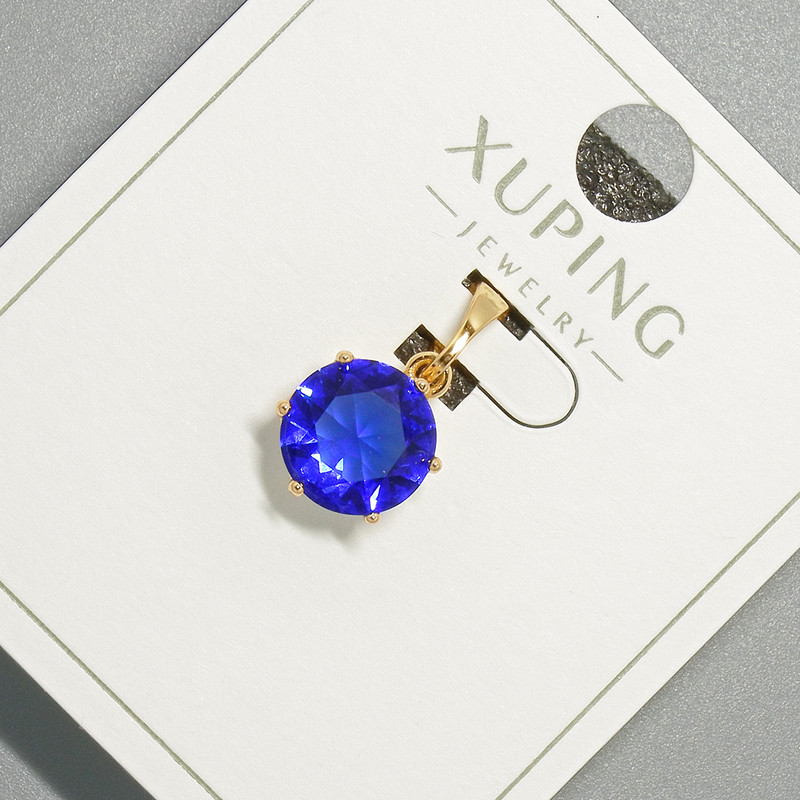 Wisiorek Xuping z niebieskim kryształem, średnica 9 mm, długość 17 mm, pozłacanie 18K
