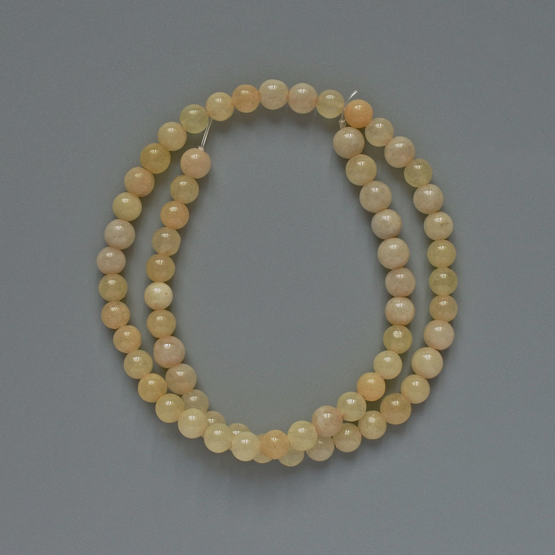 Koraliki cytrynowe sztuczne, gładkie kulki, średnica 6 mm ±, długość 37 cm ±, na żyłce jubilerskiej